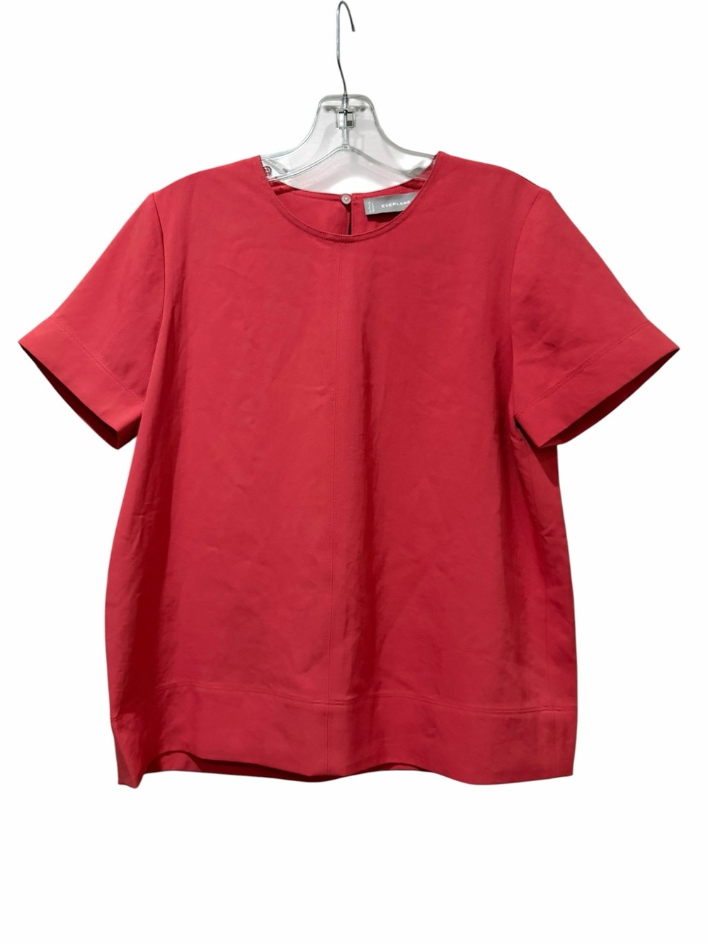 Everlane Women's 0 Coral Red Short Sleeve Blouse Top B3